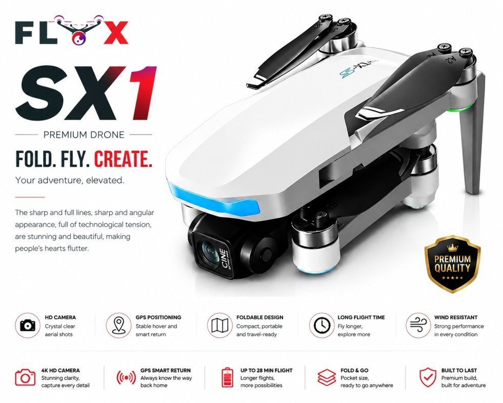 SX-1 GPS RC Drone Price in Bangladesh | 1080 HD Dual Camera Drone